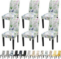 JQinHome Pattern Chair Covers for Dining Room Set of 6, High Stretch Removable Washable Parsons Chair Slipcover for Home Party Hotel Wedding Ceremony (Flowering Butterflies,6PCS)