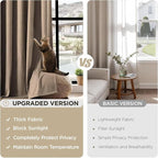 Joydeco Thick Linen Pinch Pleated Curtains 90 Inch Long 2 Panel Set - Image 4