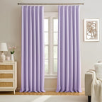 Lilac Light Purple Room Darkening Curtains, Pinch Pleat by KEQIAOSUOCAI