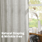 Extra Long Grey Linen Semi Sheer Curtains 102 Inch Length 2 Panels | Light - Image 5