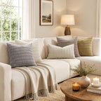 MIULEE Lumbar Corduroy Decorative Throw Pillow Covers 12x20 Cream White | Pack - Image 3