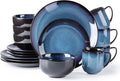 LERATIO Ceramic Dinnerware Sets for 4,16-Piece Reactive Glaze Plates and Bowls Set with Mugs,Highly Chip and Crack Resistant | Dishwasher,Microwave & Oven Safe Dishes set-Blue