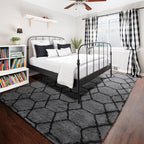 7x9 Area Rugs for Living Room Bedroom, Fluffy Grey and Black Geometric Rug | - Image 8