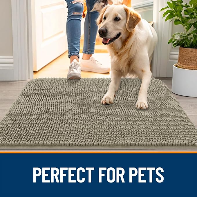 OLANLY Dog Door Mat for Muddy Paws 59x24, Super Absorbent Chenille Mud Mat | - Image 6
