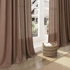 Caramel Brown Linen Curtains for Living Room 105 Inches Long Back Tab Light - Image 5
