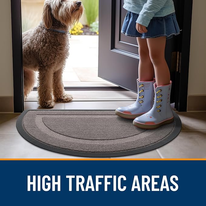 OLANLY Half Circle Front Door Mat Outside 47x23 All-Season Rubber Doormat | - Image 6