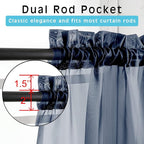 2 Panels Sheer Navy Blue Curtains 54 Inches Length Window Treatment - Image 2