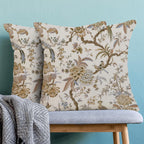 CXMEIFLY Spring Floral Birds Pillow Covers 20 x 20 Inch Set of 2 for Chinoiserie Flowers Decor Throw Pillows Brown and White Plant Outdoor Decorative Cushion Cases for Couch Bed Decorations