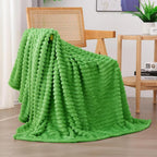 Bright Green Fleece Throw Blanket 60”×80” by linecooo