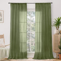 BGment Olive Green Linen Sheer Curtains 84 Inches Long by BGment