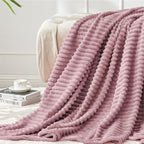 BEDELITE 3D Ribbed Berry Purple Fleece Twin Blanket by BEDELITE