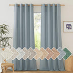 NICETOWN Flax Semi Sheer Stone Blue Linen Curtains by NICETOWN