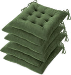 OVOV Chair Cushions for Dining Chairs Set of 6 Tufted Indoor Chair Pads with Ties Soft Square Seat Cushions for Kitchen Chairs 15.5"x15.5",Green
