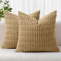 MIULEE Euro Sham Corduroy Decorative Throw Pillow Covers 22x22 Khaki | Pack of by MIULEE