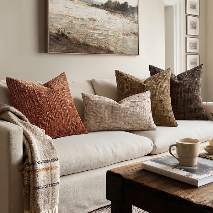 MIULEE Chenille Textured Fall Throw Pillow Covers Burnt Orange 18x18 | Set of 2 - Image 6