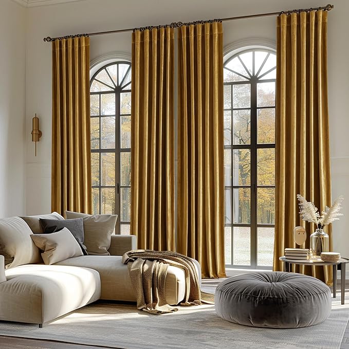 MIULEE Velvet Curtains Extra Wide 72x84 inches Gold Curtains | Luxury, Room - Image 7