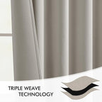 MIULEE Natural Back Tab Blackout Curtains 52x120 Inch Long 2 Panels Set | Rod - Image 7