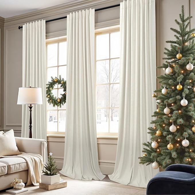 108 Inch Curtains 2 Panel Set Burg Modern Dark Out Curtains - Image 2