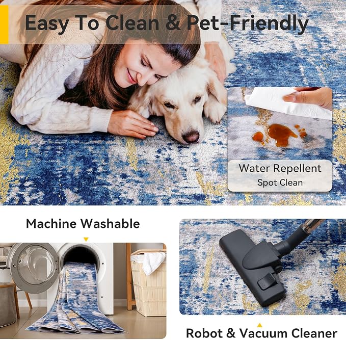 RELEANY Washable Square 9'x9' Area Rug - Image 4
