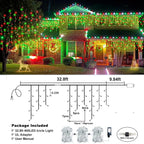 Icicle Lights for Outside, 33FT 400 LED Christmas Lights Outdoor with Waterproof 8 Modes, Plug in Connectable String Twinkle Light for Indoor Roof Window Garden Fence Party Decorations, Red Green