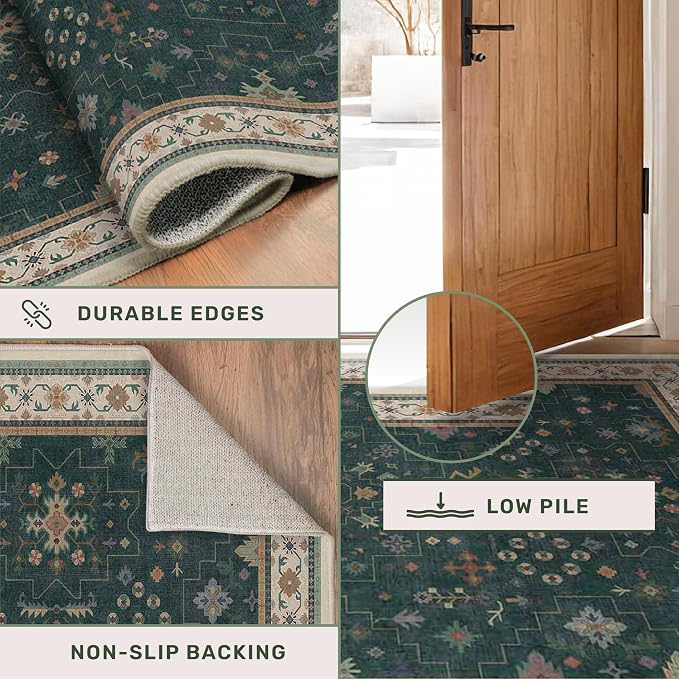 Vintage Dark Green 2x10 Hallway Runner Rug - Image 6