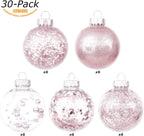 Sea Team Shatterproof Clear Plastic Christmas Ball Ornaments Decorative Xmas Balls Baubles Set with Stuffed Delicate Decorations (60mm/2.36 inch 30-Pack, Pinkish Gold)