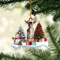 Talataca Goat 2D Flat Christmas Ornament, Goat Gift Boxes Pine Tree Decor, Hanging House Charm Eve Keepsake, Car Rear View Mirror Accessories, Xmas Gift