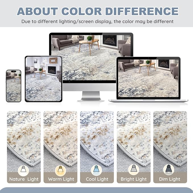 DMOYEST Washable Runner Rug for Hallway: 3x8 Neutral Modern Abstract Low Pile - Image 7