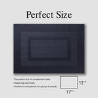 Placemats Set of 12 - Easy Clean Woven Vinyl Placemats for Dining Table, Indoor/Outdoor Place Mats, Washable PVC Table Mats（Black Cube）