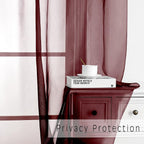 2 Panels Window Burgundy Sheer Curtains 42" x 45" Inches - Image 5