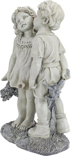 Young Sweethearts: Kissing Children Garden Statue