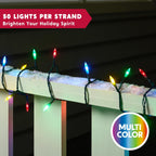Joiedomi LED Christmas String Lights,50 Count 16.3FT Battery Operated Christmas Tree Fairy Lights with 8 Modes,Multifunction Green Wire for Xmas Decor Party Holiday House,Multicolor