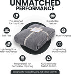 Gold Case Throw Blanket for Bed – 100% Recycled Turkish Cotton Bed Blanket – Decorative Throw Cotton Blankets for Living Room & Bedroom – Elegant Black Woven Queen Blankets – 90x90