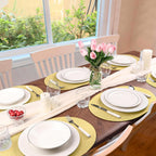 AHHFSMEI Placemats Set of 6 for Dining Table Washable Woven Vinyl Non-Slip 18x12 inches Placemat Heat-Resistant Durable Table Mats for Dining Table Easy to Clean (Wheat Yellow)