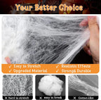 600 sqft Spider Web Halloween Decorations With 20 Fake Spiders - Super Stretch Cobwebs for Party Decor and Supplies
