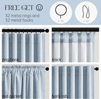 Topfinel Light Blue Linen Blackout Pleated 105 Inch Curtains - Image 4