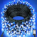 197FT 600 LED Christmas Lights Outdoor Indoor, Plug in String Lights for Outside 8 Modes, Waterproof Christmas Tree Lights for Outside Bedroom Wedding Party Holiday Decorations, Blue White