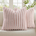 decorUhome Fall Faux Fur Throw Pillow Covers 22x22 Set of 2 Pink White | by decorUhome