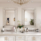 Kelly Miller Jeweled Luxury Bathroom Mirror for Wall, 24"x36" Rectangle Wall Mirror Decorative Mirror Vanity Mirror with Diamonds for Master Bath Half Bath Living Room Bedroom Fireplace Mantle Hallway