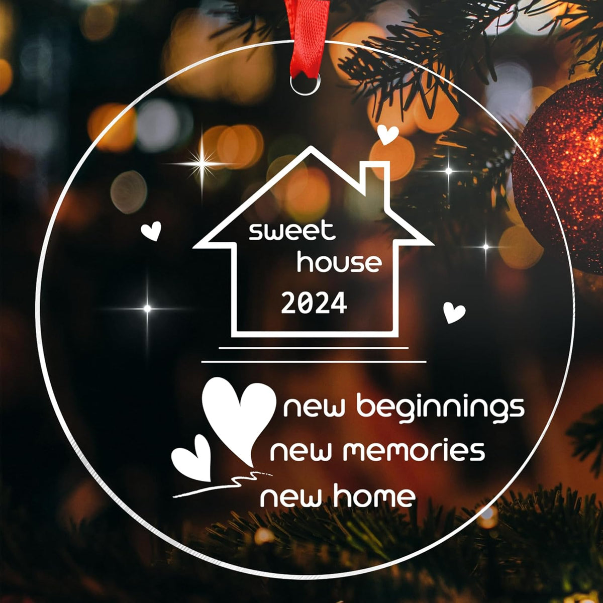 New Home Ornament 2024 - Housewarming Gifts, 2024 Sweet Home, New House Presents for Women, Couple - New Home Gift Ideas 2024 for Christmas, Acrylic Ornament