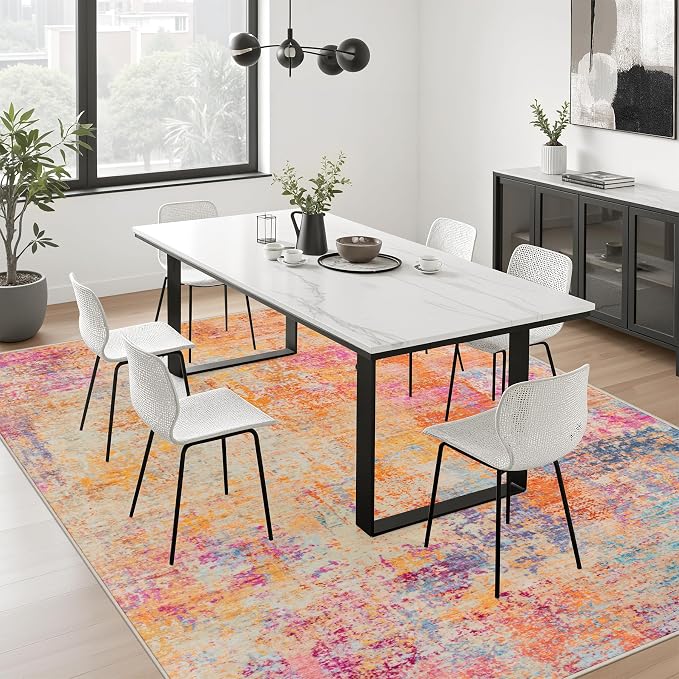 9x12 Area Rug Living Room: Modern Washable Soft Carpet Galaxy Haze | - Image 4