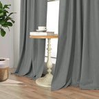 Charcoal Grey Curtains for Bedroom 2 Panel Set 63 Inch Length 100% Blackout - Image 8
