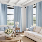 Topfinel Light Blue 120 Inch Blackout Linen Curtains 2 Panel Set - Image 6