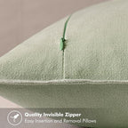 MIULEE Decorative Linen Euro Sham Pillow Covers 22x22 Inch Light Green | Boho - Image 3