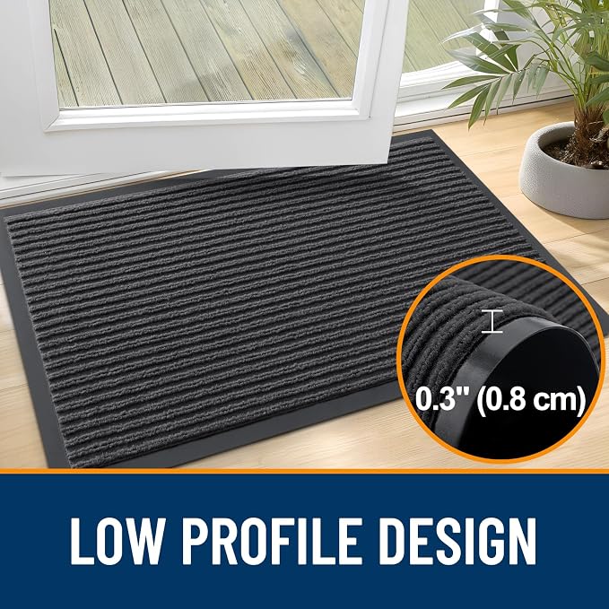 OLANLY 2-Pack Front Door Mats 47x23, Waterproof Heavy-Duty Doormats | Charcoal - Image 4