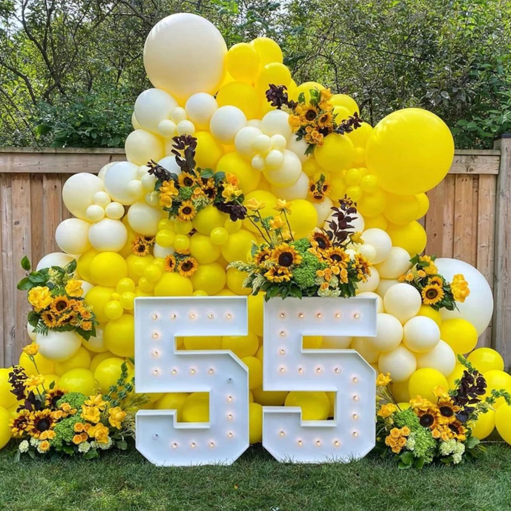 130pcs Yellow Balloons Different Sizes 18" 12" 10" 5" Party Latex Balloons for Boys Girls Birthday Baby Shower Gender Reveal Wedding Sunflower Party Decorations