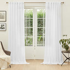 MYSKY HOME White Curtains 95 Inches Long Semi Sheer Drapes Light Filtering - Image 2