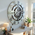 The Gears Clock Real Moving Gear Wall Clock England Line (Desert Beige, 24 inches (60 cm))