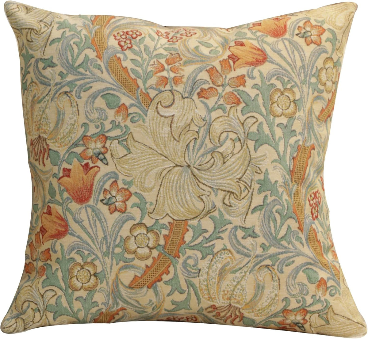 Charlotte Home Furnishings Throw Pillow Covers, Decorative Boho Pillow Cover for Couch, Living Room, Golden Lily Light Square Cushion Cases 18x18 in, European Cotton Jacquard Woven, Cozy Bedroom Decor