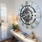 The Gears Clock Real Moving Gear Wall Clock England Line (Desert Beige, 24 inches (60 cm))
